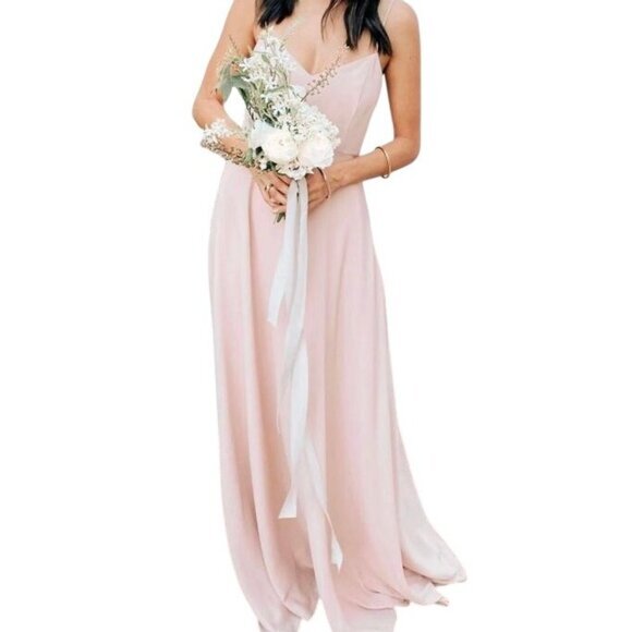 Faith Maxi Dress Dusty Rose Chiffon Bridesmaid Gown Show Me You Mumu Small $198 - Picture 1 of 5